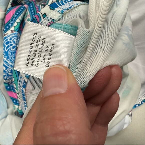 Spanx Assets Blue & Green Floral Paisley One Piece Swimsuit Womens XL Modest - Picture 12 of 13